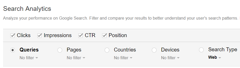 Show impressions, CTR and position