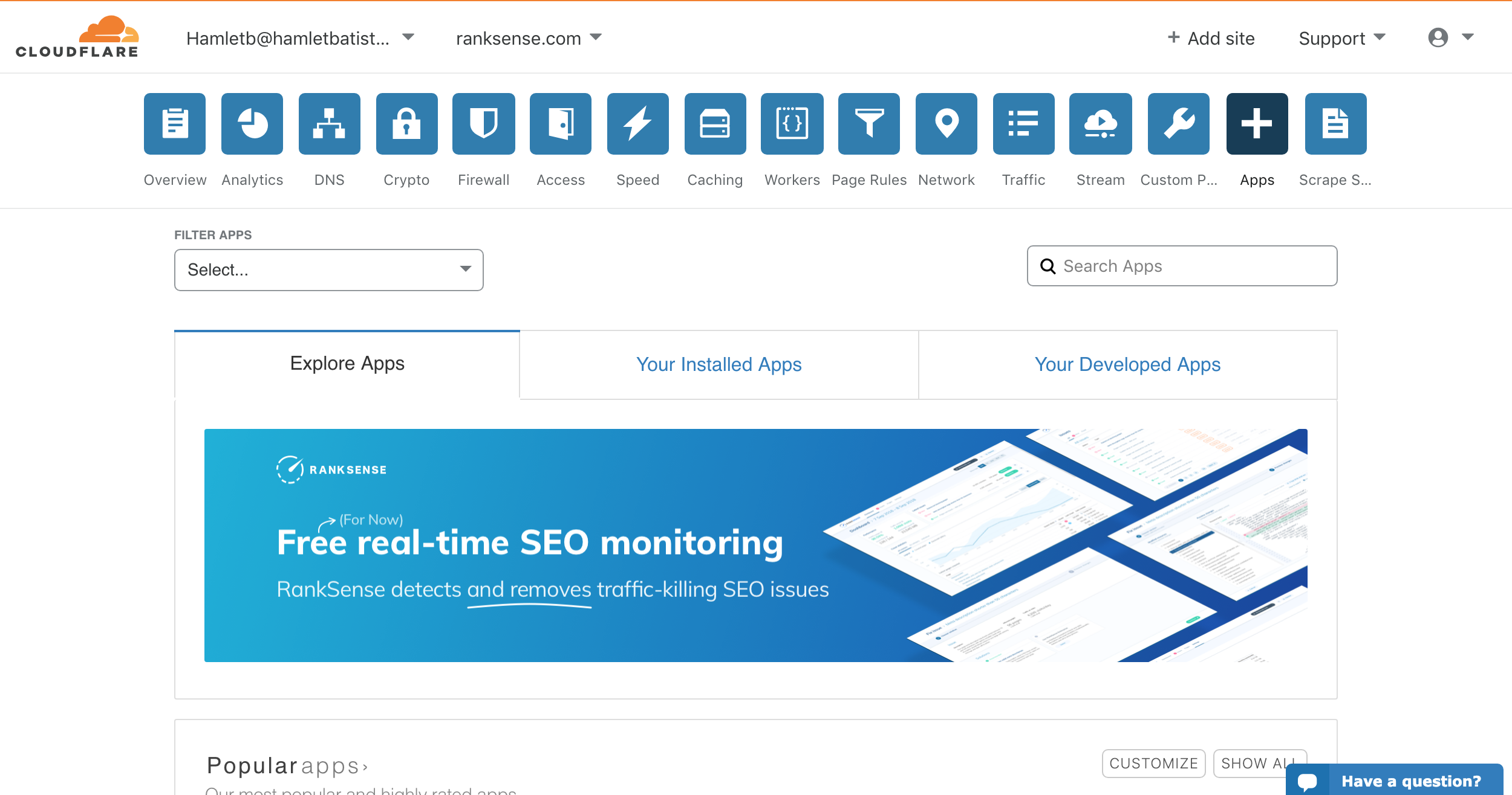 Cloudflare dashboard